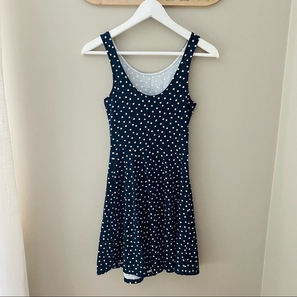 H&M Polkadot Mini Dress Blue Sz 2 - Picture 6 of 8